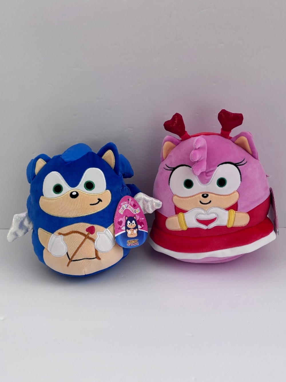 Squishmallows Sonic the HedgeHog & Amy Valentine's Day 8" Plush Set NWT